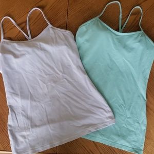 Two size 10 Lululemon Power Y Tanks